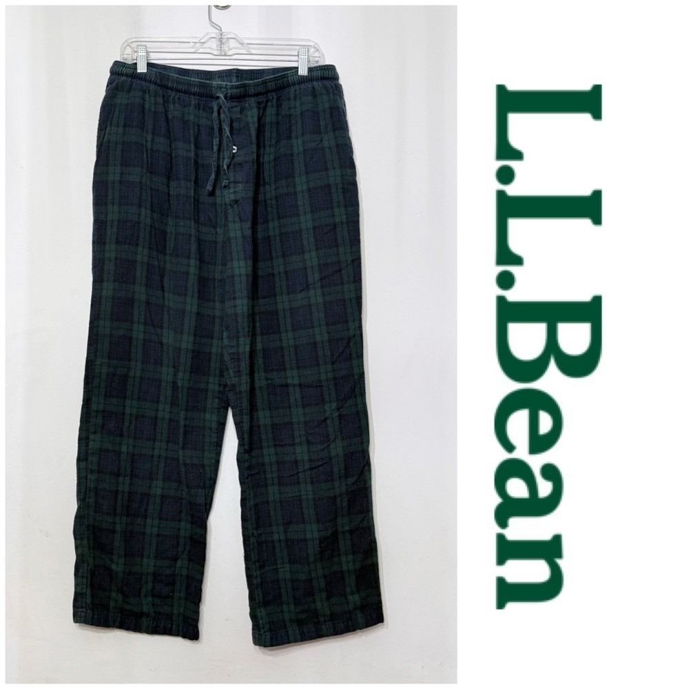 L.L. Bean Men's Scotch Plaid Flannel Sleep Pants Black Watch Tartan Lounge Large